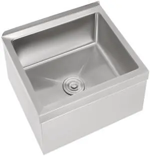 Commercial Mop Sink 24x24x13in, 304 Stainless Steel Utility Mop Basin with Drain Assembly Wall-Mounted 9" Deep Tub for Restaurant/Hospital Commercial Mop Sink 24x24x13in, 304 Stainless Steel Utility Mop Basin with Drain Assembly Wall-Mounted 9" Deep Tub for Restaurant/Hospital