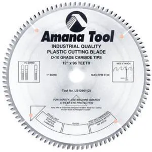 LB12961 Carbide Tipped Non-Melt Plastic 12" Dia x 96T M-Tcg, -2 Deg, 1 In LB12961 Carbide Tipped Non-Melt Plastic 12" Dia x 96T M-Tcg, -2 Deg, 1 In