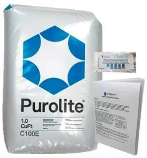 Purolite C100E New High Efficiency Resin from. Replacement for Water Softener 1 Cu Ft Bag with hardness test and resin change instructions by included! Purolite C100E New High Efficiency Resin from. Replacement for Water Softener 1 Cu Ft Bag with hardness test and resin change instructions by included!