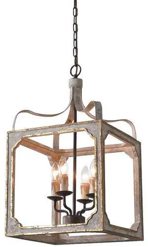 French Country Chandelier 4-Light Lantern Pendant Lighting Square Wood Metal Chandeliers Hanging Light Ceiling Light Fixtures in Antique Gray & Antique Gold French Country Chandelier 4-Light Lantern Pendant Lighting Square Wood Metal Chandeliers Hanging Light Ceiling Light Fixtures in Antique Gray & Antique Gold
