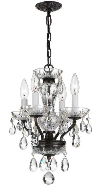 Traditional Crystal 4 Light Clear Italian Crystal English Bronze Mini Chandelier Traditional Crystal 4 Light Clear Italian Crystal English Bronze Mini Chandelier