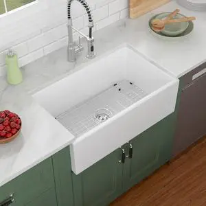 30"x18" White Farmhouse Sink 30 Inch Farm Sink Fireclay Apron Front Single Bowl Rectangular Deep Kitchen Sinks Farm Barn Kitchen Sink Modern Accessory Kit Included,Lof-LWFS3018 30"x18" White Farmhouse Sink 30 Inch Farm Sink Fireclay Apron Front Single Bowl Rectangular Deep Kitchen Sinks Farm Barn Kitchen Sink Modern Accessory Kit Included,Lof-LWFS3018