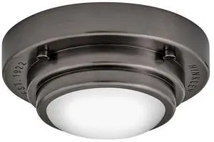 Porte Extra Small Flush Mount Ceiling Light or Wall Sconce, Etched Opal Glass Shade, Dual-Mount Design, Integrated LED, ADA Compliant, Black Oxide Finish Porte Extra Small Flush Mount Ceiling Light or Wall Sconce, Etched Opal Glass Shade, Dual-Mount Design, Integrated LED, ADA Compliant, Black Oxide Finish