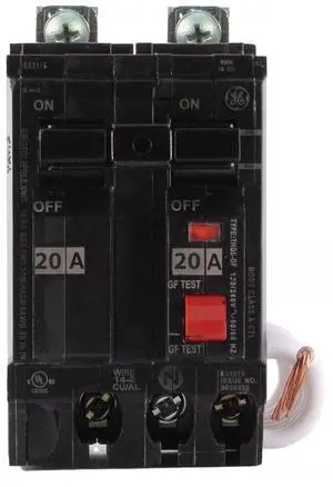 THQB2120GFT Bolt-On Mount Type THQB Self-Test Ground Fault Circuit Interrupter 2-Pole 20 Amp 120/240 Volt AC THQB2120GFT Bolt-On Mount Type THQB Self-Test Ground Fault Circuit Interrupter 2-Pole 20 Amp 120/240 Volt AC