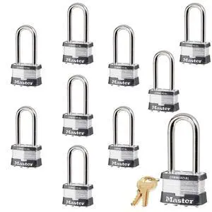 Padlock - 2" W Body x 2-1/2"L Shackle, Ten (10) Keyed Alike Locks 25NKALJ-10 w/Bump Stop Technology Padlock - 2" W Body x 2-1/2"L Shackle, Ten (10) Keyed Alike Locks 25NKALJ-10 w/Bump Stop Technology
