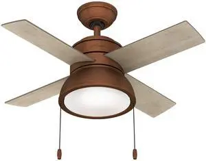 Fan Company 51042 Loki Indoor Ceiling Fan with LED Light and Pull Chain Control, 36", Weathered Copper Finish Fan Company 51042 Loki Indoor Ceiling Fan with LED Light and Pull Chain Control, 36", Weathered Copper Finish