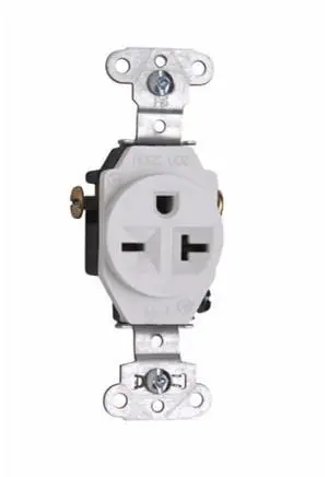 20A 240V Heavy Duty Single Receptacle White Color NEMA 6-20R Appliance/Air Conditioner Outlet (20) 20A 240V Heavy Duty Single Receptacle White Color NEMA 6-20R Appliance/Air Conditioner Outlet (20)