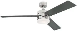 Alta Vista Smart Ceiling Fan with LED Light and Remote Control, Modern 52 Inch Brushed Nickel Finish, Opal Frosted Glass Alta Vista Smart Ceiling Fan with LED Light and Remote Control, Modern 52 Inch Brushed Nickel Finish, Opal Frosted Glass