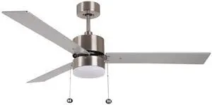52" Brushed Nickel 3-Blade Traditional Ceiling Fan with Selectable Color Temperature LED Light Kit and Pull Chain for Bedroom and Living Room 52" Brushed Nickel 3-Blade Traditional Ceiling Fan with Selectable Color Temperature LED Light Kit and Pull Chain for Bedroom and Living Room