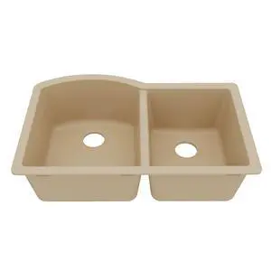 QU-610 Undermount Quartz Composite 32 in. 60/40 Double Bowl Kitchen Sink in Bisque QU-610 Undermount Quartz Composite 32 in. 60/40 Double Bowl Kitchen Sink in Bisque