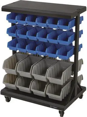 52-Bin Double-Sided Rolling Bin Rack 52-Bin Double-Sided Rolling Bin Rack