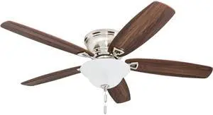 Ceiling Fans Glen Alden, 52 Inch Classic Flush Mount Indoor LED Ceiling Fan with Light, Pull Chain, Quick-2-Hang Dual Finish Blades, Reversible Motor - 50519-01 (Brushed Nickel) Ceiling Fans Glen Alden, 52 Inch Classic Flush Mount Indoor LED Ceiling Fan with Light, Pull Chain, Quick-2-Hang Dual Finish Blades, Reversible Motor - 50519-01 (Brushed Nickel)