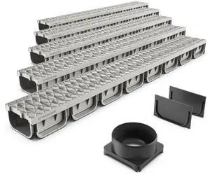 Vodaland - 4 Inch Trench Drain System with Grate - Ivory Color - Easy 2 Channel (5) Vodaland - 4 Inch Trench Drain System with Grate - Ivory Color - Easy 2 Channel (5)