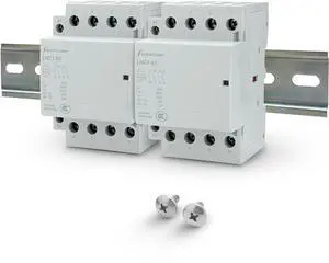 8 Pole (4 Pole x 2) 120v Coil Contactor 50 amp NO IEC 400V AC Contactor 110/120VAC Coil - Motor Load 40A, Lighting Load 63A | Silent Operation, Includes DIN Rail and Phillips Screws 8 Pole (4 Pole x 2) 120v Coil Contactor 50 amp NO IEC 400V AC Contactor 110/120VAC Coil - Motor Load 40A, Lighting Load 63A | Silent Operation, Includes DIN Rail and Phillips Screws