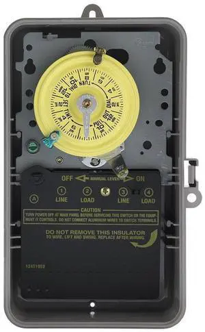 T101P ON/Off T100 Series Mechanical Timer Switch 120 Volt AC 40 Amp 24 Hour T101P ON/Off T100 Series Mechanical Timer Switch 120 Volt AC 40 Amp 24 Hour