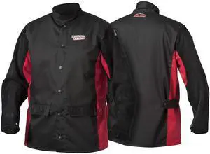 Split Leather Sleeved Welding Jacket | Premium Flame Resistant Cotton Body | Black & Red | XXXL | K2986-XXXL Split Leather Sleeved Welding Jacket | Premium Flame Resistant Cotton Body | Black & Red | XXXL | K2986-XXXL