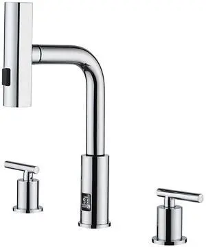 Waterfall Pull-Out Bathroom Faucet 3 Hole with Temperature Display in Fahrenheit (Battery-Free), 8-inch Widespread Vanity Faucet for Bathroom Sink with 2 Handles, Chrome, BFWS2401-1 Waterfall Pull-Out Bathroom Faucet 3 Hole with Temperature Display in Fahrenheit (Battery-Free), 8-inch Widespread Vanity Faucet for Bathroom Sink with 2 Handles, Chrome, BFWS2401-1