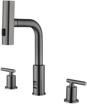 Waterfall Pull-Out Bathroom Faucet 3 Hole with Temperature Display in Fahrenheit (Battery-Free), 8-inch Widespread Vanity Faucet for Bathroom Sink with 2 Handles, Grey, BFWS2401-2 Waterfall Pull-Out Bathroom Faucet 3 Hole with Temperature Display in Fahrenheit (Battery-Free), 8-inch Widespread Vanity Faucet for Bathroom Sink with 2 Handles, Grey, BFWS2401-2