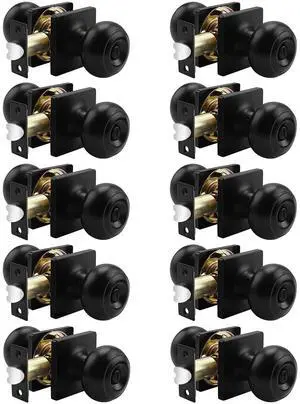 Colonial Privacy Door Knobs with Square Rosette, Black Interior Bath/Bed Door Locks, 10 Pack Colonial Privacy Door Knobs with Square Rosette, Black Interior Bath/Bed Door Locks, 10 Pack