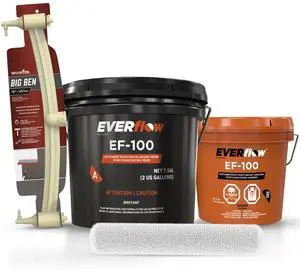 Everflow Made by MPC Clear Epoxy Resin Coating for Floors & Counter Tops, 100% Solids, Self Leveling - 3 Gallon Kit + 18in Roller & 18in Roller Frame Everflow Made by MPC Clear Epoxy Resin Coating for Floors & Counter Tops, 100% Solids, Self Leveling - 3 Gallon Kit + 18in Roller & 18in Roller Frame
