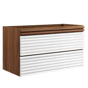 Render 36" Wall-Mount Bathroom Vanity Cabinet in White Walnut - Sink Basin Not Included Render 36" Wall-Mount Bathroom Vanity Cabinet in White Walnut - Sink Basin Not Included