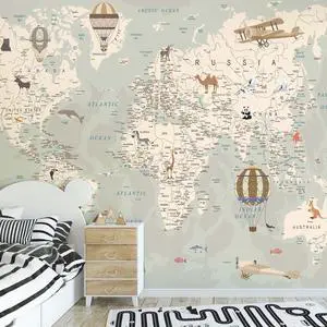 Kids World Map Wallpaper with AnimalsPeel and Stick Educational DecalsNursery Murals for Baby, Toddlers,Boys, Kids RoomRemovable Waterproof Decor for Bedroom, Classroom,Playroom(111W x 70.8H) Kids World Map Wallpaper with AnimalsPeel and Stick Educational DecalsNursery Murals for Baby, Toddlers,Boys, Kids RoomRemovable Waterproof Decor for Bedroom, Classroom,Playroom(111W x 70.8H)
