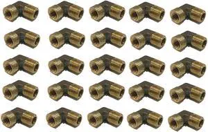 Forged Brass 90 Degree REDUCING Street Elbow 1/4" Female NPT X 3/8" Male NPT Fuel/AIR/Water/Oil/Gas WOG (Qty 025) Forged Brass 90 Degree REDUCING Street Elbow 1/4" Female NPT X 3/8" Male NPT Fuel/AIR/Water/Oil/Gas WOG (Qty 025)