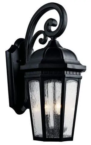 Courtyard 22.25" 3 Light Outdoor Wall Light with Clear Seeded Glass in Textured Black Courtyard 22.25" 3 Light Outdoor Wall Light with Clear Seeded Glass in Textured Black
