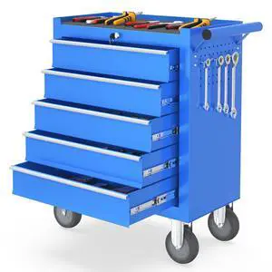 5 Drawers Rolling Tool Chest, Portable Storage Tool Box with Wheels, Tool Chest with Lock for Warehouse, Garage, Repair Shop and Tool Room 5 Drawers Rolling Tool Chest, Portable Storage Tool Box with Wheels, Tool Chest with Lock for Warehouse, Garage, Repair Shop and Tool Room