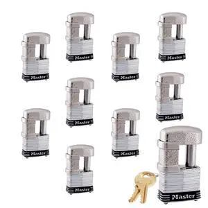 (10) Keyed Alike Multi Purpose Padlocks w/ 20 Keys, 37NKA-10 w/BumpStop Technology (10) Keyed Alike Multi Purpose Padlocks w/ 20 Keys, 37NKA-10 w/BumpStop Technology