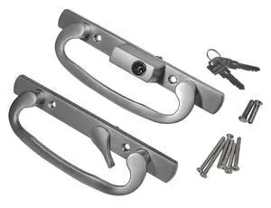 8.5" Legacy Sliding Patio Glass Door Offset Latch Chrome Grey Handle Set with Keys - Sash Controls 2265 Keyed Lock - Fits 3-15/16" Screw Hole Spacing and 1-1/4" to 2-1/4" Door Thickness 8.5" Legacy Sliding Patio Glass Door Offset Latch Chrome Grey Handle Set with Keys - Sash Controls 2265 Keyed Lock - Fits 3-15/16" Screw Hole Spacing and 1-1/4" to 2-1/4" Door Thickness