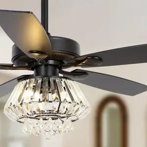 Crystal Fandelier Ceiling Fan with Light 52 Inch Modern Farmhouse Ceiling Fans with Lights and Remote, Noiseless AC Motor, Crystal Chandeliers for Bedrooms Crystal Fandelier Ceiling Fan with Light 52 Inch Modern Farmhouse Ceiling Fans with Lights and Remote, Noiseless AC Motor, Crystal Chandeliers for Bedrooms