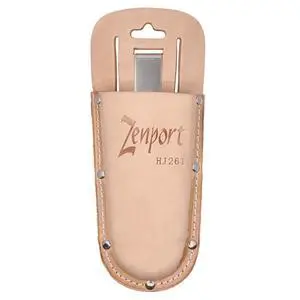 HJ261 Leather Pruner Sheath with Belt Loop and Metal Clip, Beige HJ261 Leather Pruner Sheath with Belt Loop and Metal Clip, Beige