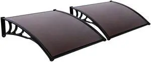 2 Pcs 40"x40" Window Awning Door Canopy Exterior, Polycarbonate Cover Awnings for Doors Entrance, Front Door Overhang Awning for Sun Shutter, UV, Rain and Snow Protection, Brown 2 Pcs 40"x40" Window Awning Door Canopy Exterior, Polycarbonate Cover Awnings for Doors Entrance, Front Door Overhang Awning for Sun Shutter, UV, Rain and Snow Protection, Brown