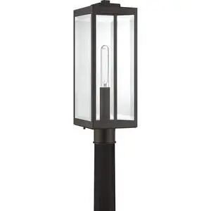 Westover Outdoor Post Lantern, 21.25 Inch 1-Light Western Bronze Modern Lamp Post, Clear Beveled Glass, Outside Pole Light for Patio, Porch, Fences, Garden, Pool or Driveway Westover Outdoor Post Lantern, 21.25 Inch 1-Light Western Bronze Modern Lamp Post, Clear Beveled Glass, Outside Pole Light for Patio, Porch, Fences, Garden, Pool or Driveway