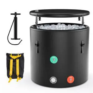 79 Gal Ice Bath Tub for Athletes, Inflatable Cold Plunge Tub w/Multiple Layered, Lid, Pump, Backpack, Water Chiller Compatible Portable Freestanding Ice Bath for Adults (79 Gal Round, Black) 79 Gal Ice Bath Tub for Athletes, Inflatable Cold Plunge Tub w/Multiple Layered, Lid, Pump, Backpack, Water Chiller Compatible Portable Freestanding Ice Bath for Adults (79 Gal Round, Black)