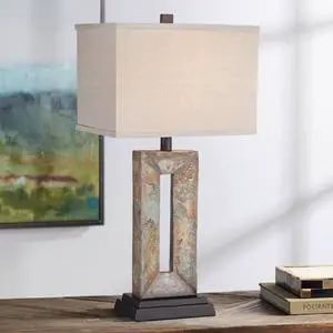 Tahoe Small Rustic Traditional Style Table Lamp 26" High Natural Stale Rectangular Box Shade for Living Room Bedroom House Bedside Nightstand Home Office Reading (Color May Vary) Tahoe Small Rustic Traditional Style Table Lamp 26" High Natural Stale Rectangular Box Shade for Living Room Bedroom House Bedside Nightstand Home Office Reading (Color May Vary)