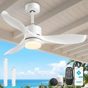 52" Smart Low Profile Ceiling Fans with Lights and Remote, Flush Mount Ceiling Fan Control with WIFI/APP/Alexa/Google, Outdoor Indoor White Ceiling Fan with Light for Bedroom Living Room 52" Smart Low Profile Ceiling Fans with Lights and Remote, Flush Mount Ceiling Fan Control with WIFI/APP/Alexa/Google, Outdoor Indoor White Ceiling Fan with Light for Bedroom Living Room