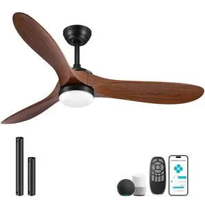 52" Smart Low Profile Ceiling Fans with Lights and Remote, Flush Mount Ceiling Fan Control with WIFI/APP/Alexa/Google, Outdoor Indoor Walnut Ceiling Fan with Light for Bedroom Living Room 52" Smart Low Profile Ceiling Fans with Lights and Remote, Flush Mount Ceiling Fan Control with WIFI/APP/Alexa/Google, Outdoor Indoor Walnut Ceiling Fan with Light for Bedroom Living Room