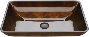 Vessel Sink Brown - 23 Artistic Rectangular Bathroom Vessel Sink, Tempered Glass Above Counter Sink with NonStickShield & QuickDrain, Modern Luxury Design Vessel Sink Brown - 23 Artistic Rectangular Bathroom Vessel Sink, Tempered Glass Above Counter Sink with NonStickShield & QuickDrain, Modern Luxury Design
