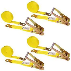 Ratchet Strap with Snap Hook, 2 Inch Wide X 27 Foot Long, Yellow Weather Resistant Webbing, 2,000 Pound Working Load Limit, 10 Pack Ratchet Strap with Snap Hook, 2 Inch Wide X 27 Foot Long, Yellow Weather Resistant Webbing, 2,000 Pound Working Load Limit, 10 Pack