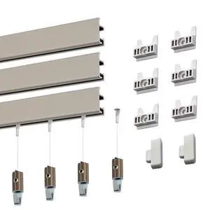 Clearline Picture Hanging System Set- Covers 22.5 ft of Wall Space - Heavy-Duty Discreet Wall Tracks & Art Hanging Kit Without Nails - for Home or Office Clearline Picture Hanging System Set- Covers 22.5 ft of Wall Space - Heavy-Duty Discreet Wall Tracks & Art Hanging Kit Without Nails - for Home or Office