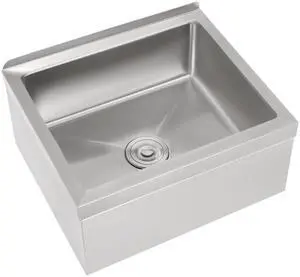 Commercial Mop Sink 19x22x12in, 304 Stainless Steel Utility Mop Basin with Drain Assembly Wall-Mounted 8" Deep Tub for Restaurant/Hospital Commercial Mop Sink 19x22x12in, 304 Stainless Steel Utility Mop Basin with Drain Assembly Wall-Mounted 8" Deep Tub for Restaurant/Hospital
