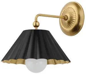 Lighting Primrose 1-Light Wall Sconce | Black/Gold Leaf Steel Finish | Transitional Indoor Light Fixture | Ideal for Hallways, Bedrooms & Bathrooms | Dimmable Damp Rated | 18051BKGL Lighting Primrose 1-Light Wall Sconce | Black/Gold Leaf Steel Finish | Transitional Indoor Light Fixture | Ideal for Hallways, Bedrooms & Bathrooms | Dimmable Damp Rated | 18051BKGL