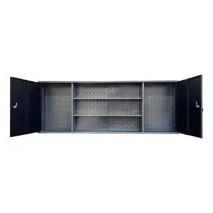 Metal Wall Mount Tool Storage Lockable Garage Cabinet, Black & Grey Metal Wall Mount Tool Storage Lockable Garage Cabinet, Black & Grey