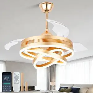 Retractable Ceiling Fan with Lights and Remote, 42" Retractable Fan Ceiling Light, 6-Speed DC Motor, Reversible Blades, Remote Control, Timing Option, Silent Noiseless for Room (Gold) Retractable Ceiling Fan with Lights and Remote, 42" Retractable Fan Ceiling Light, 6-Speed DC Motor, Reversible Blades, Remote Control, Timing Option, Silent Noiseless for Room (Gold)