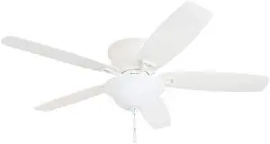 Glen Alden 52 Inch Indoor LED Ceiling Fan with Bowl Light, Pull Chain Control, 5 Dual-Finish Blades, Quiet Reversible Motor, White Glen Alden 52 Inch Indoor LED Ceiling Fan with Bowl Light, Pull Chain Control, 5 Dual-Finish Blades, Quiet Reversible Motor, White