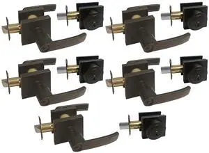 Dark Oil Rubbed Bronze Square Straight Corner Plate Entry Entrance keyed Levers with Matching Single Cylinder Deadbolts Combo Keyed Alike 8048DBR (5 Set) Dark Oil Rubbed Bronze Square Straight Corner Plate Entry Entrance keyed Levers with Matching Single Cylinder Deadbolts Combo Keyed Alike 8048DBR (5 Set)