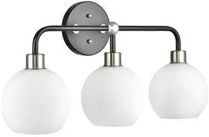 Lukasa Modern Bathroom Vanity Lights Fixtures 3-Lights Over Mirror Lighting Black with Brushed Nickel Vanity Lights for Bathroom Light Fixtures Frosted Glass Covers, UL Listed Lukasa Modern Bathroom Vanity Lights Fixtures 3-Lights Over Mirror Lighting Black with Brushed Nickel Vanity Lights for Bathroom Light Fixtures Frosted Glass Covers, UL Listed