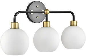 Lukasa Modern Bathroom Vanity Lights Fixtures 3-Lights Over Mirror Lighting Matte Black and Gold Vanity Lights for Bathroom Light Fixtures Frosted Glass Covers, UL Listed Lukasa Modern Bathroom Vanity Lights Fixtures 3-Lights Over Mirror Lighting Matte Black and Gold Vanity Lights for Bathroom Light Fixtures Frosted Glass Covers, UL Listed